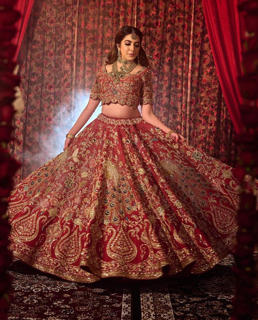 Hand embroidered red lehenga with traditional motifs embracing the royal  bridal look✨ Outfit- @pakeezaplazaofficial1 @darziatdoorofficial… |  Instagram